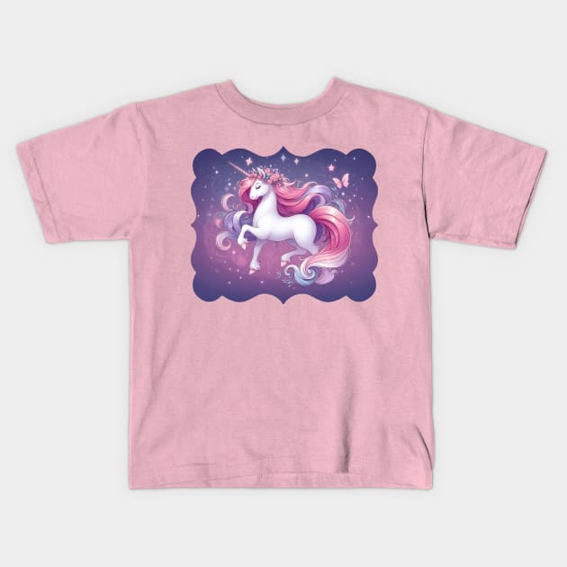 Beautiful Unicorn Kids T-Shirt by JennyPool